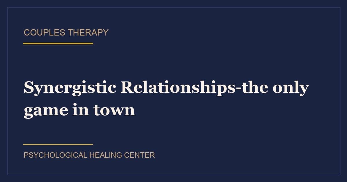 Synergistic Relationships-the only game in town
